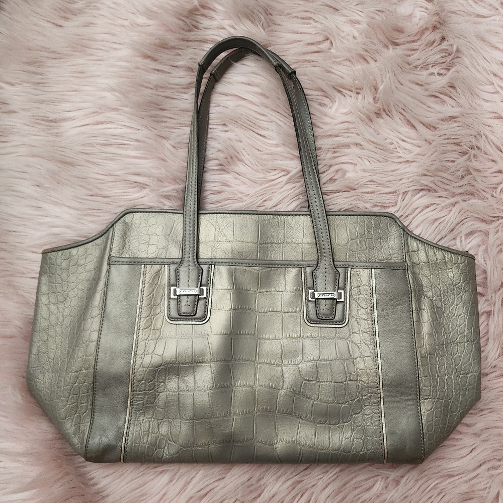 Coach F25330 Alexis carryall shoulder tote croc embossed leather
